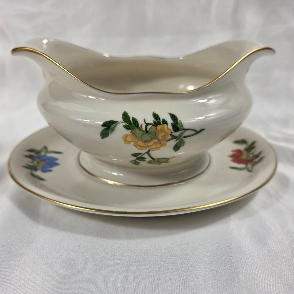 Castleton Ma Line Gravy Boat Yellow Orange & Blue Flowers Ching Chih Yee